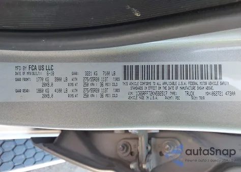 2019 Ram 1500 Big Horn/Lone Star 4X4 5'7 Box z USA, uszkodzony, nr VIN 1C6SRFFT2KN592517